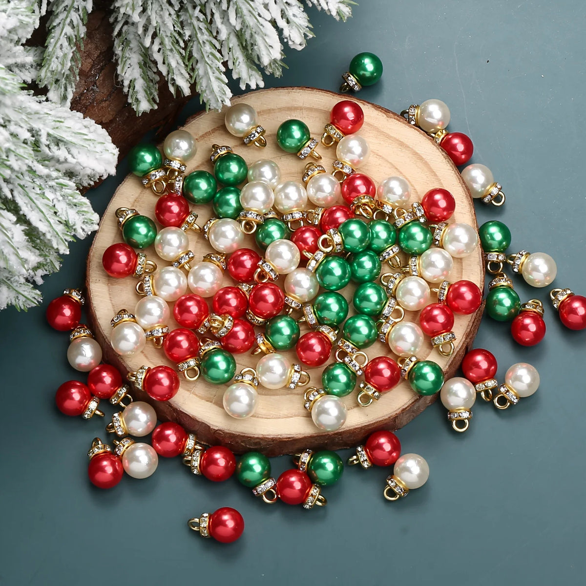 1/100pcs Imitation Pearl Pendants, Xmas Gift Accessotion Loose Beads, Craft Supplies for DIY Jewelry, Charms, and Decorations