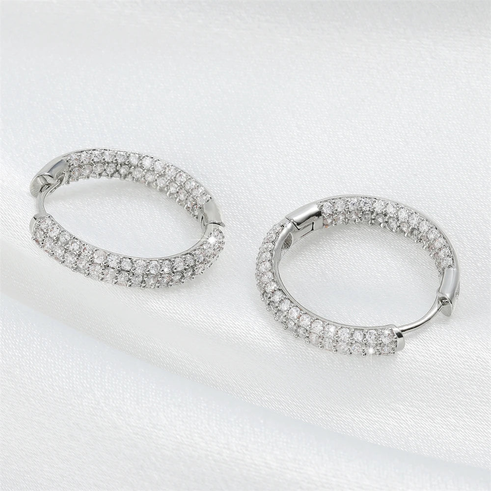 ZAKOL Luxury Shiny Micropaved Zirconia Hoop Earrings for Women Exquisite Wedding Party Jewelry Wholesale