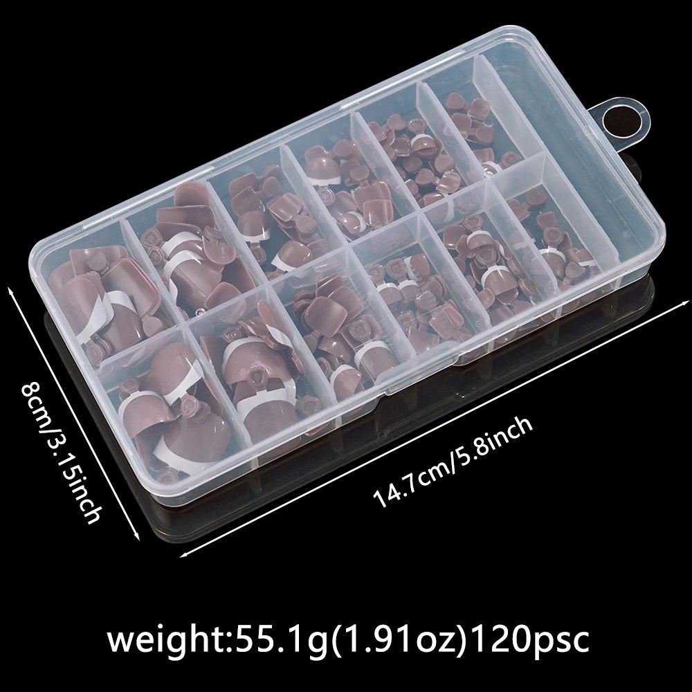 120Pcs French Tips False Toe Nails Short Square Nude/Pink/Brown Fake Toe Nails Wearable Acrylic Full Cover Press on Toenails