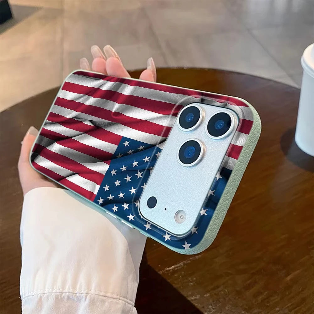 American Flag iPhone Case – Lychee Texture Soft Cover