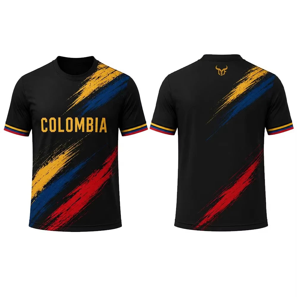 Colombia Flag 3D Printed T Shirt Family Style for Adults Kids Outdoor Casual Breathable Short Sleeve Top for Sports Fitness