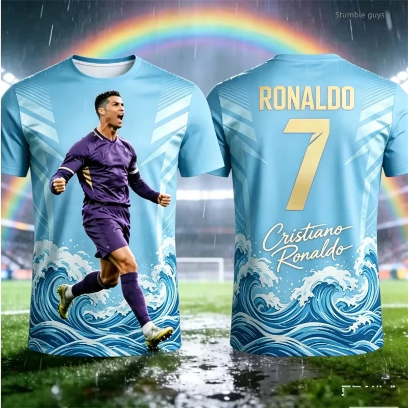 Summer Men s Short Sleeve Soccer Jersey Ronaldo 7 T Shirt Family Style Casual for Adults Kids Sportswear for Sports Fitness