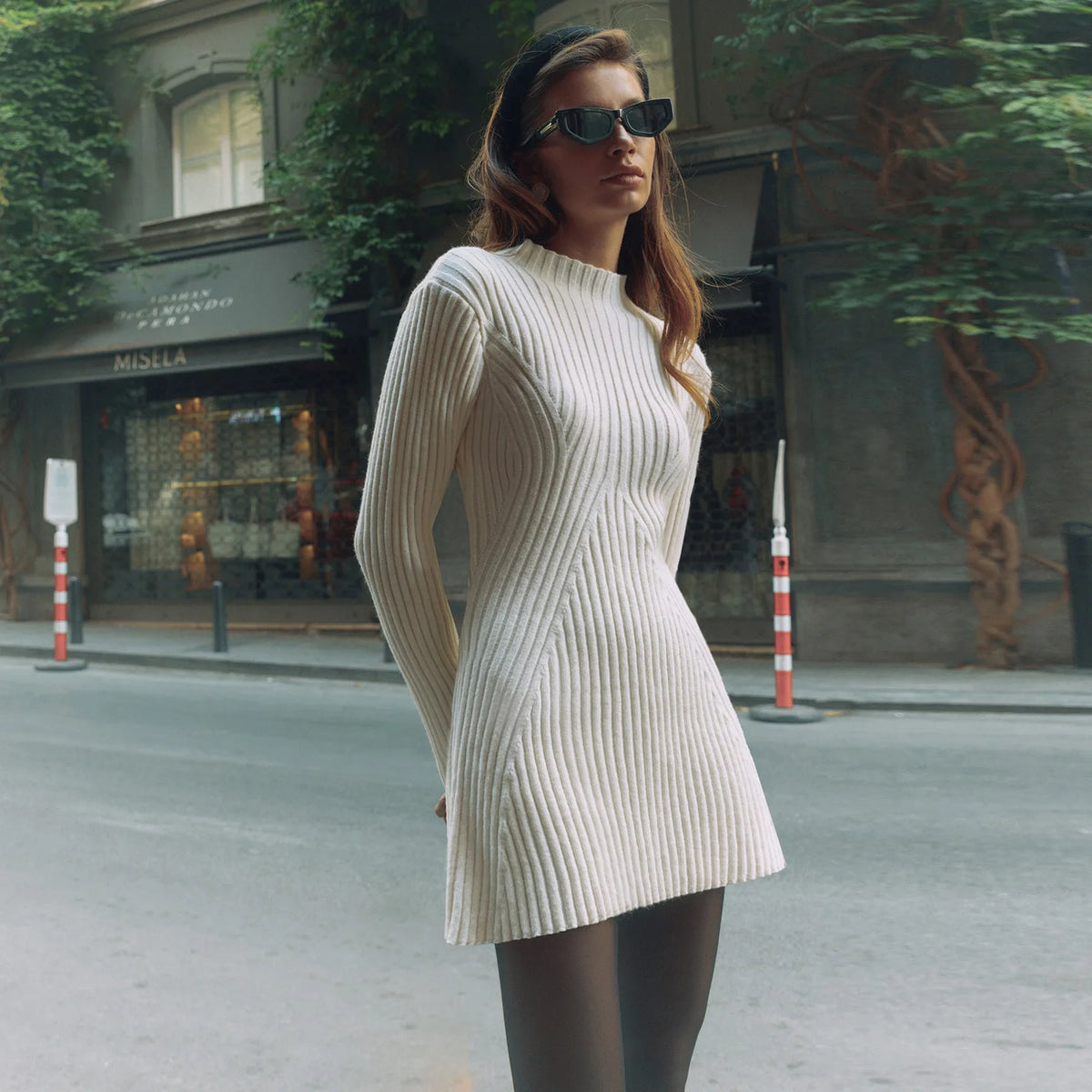BKLD Women Clothing 2026 Long Sleeve Slim Fitted Knitted Dress Half High Collar Solid Color Short Autumn Winter Sweater Dress