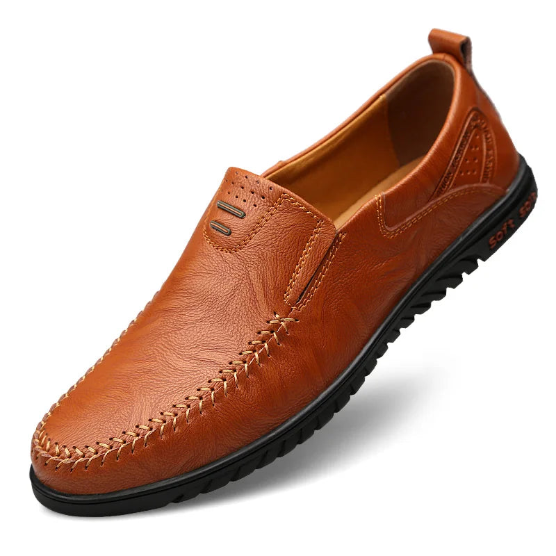 CLOHOO Men's Comfortable Soft-Soled Slip-On Loafers Versatile Casual Business Formal Leather Shoes