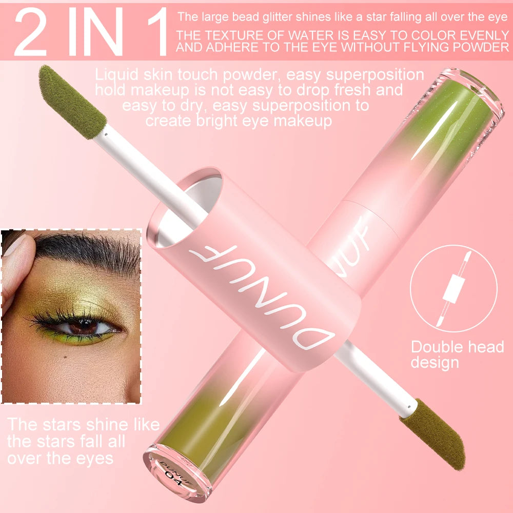 Double-head Punk Metallic Liquid Eyeshadow Stick Dark Glitter Matte Sequins Bicolor Shimmer Eyes Makeup Cream Pencil Waterproof