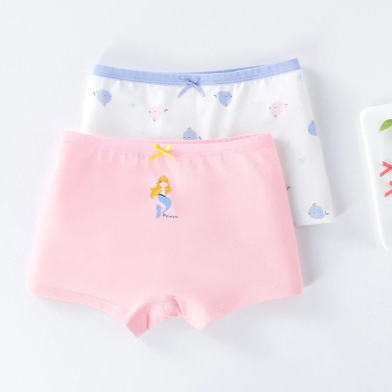 Girls Cotton Underwear Children Flat Corner Pants Antibacterial Children Clothing Four Corner Pants Small Medium Girls Baby