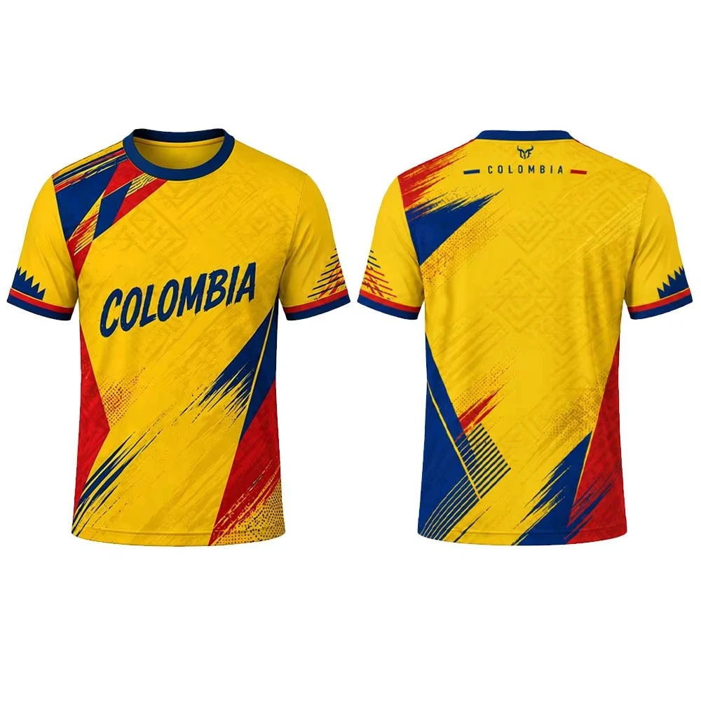 Colombia Flag 3D Printed T Shirt Family Style for Adults Kids Outdoor Casual Breathable Short Sleeve Top for Sports Fitness