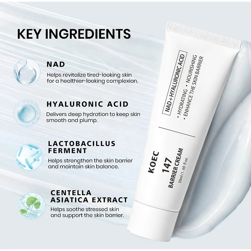 NAD+ PDRN Face Repair Cream 50g Centella Hyaluronic Acid Deeply Hydrating Nourishing Relieve Dryness Redness Daily Facial Care
