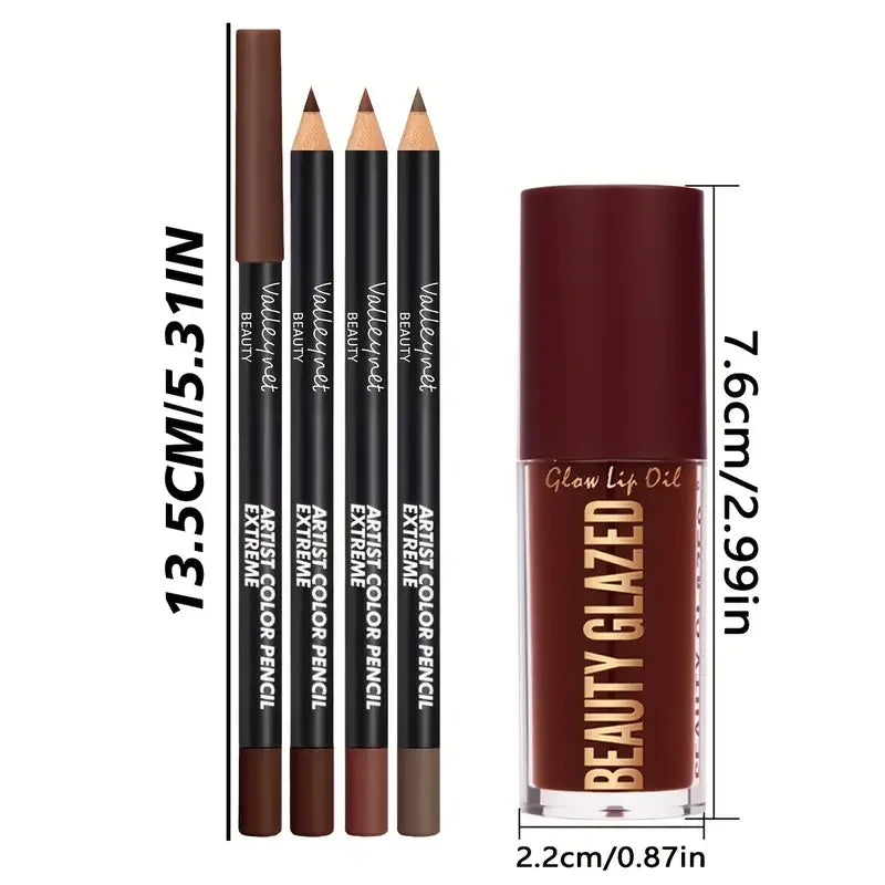 4-Piece Dark Brown Lip Kit – Matte Waterproof Set