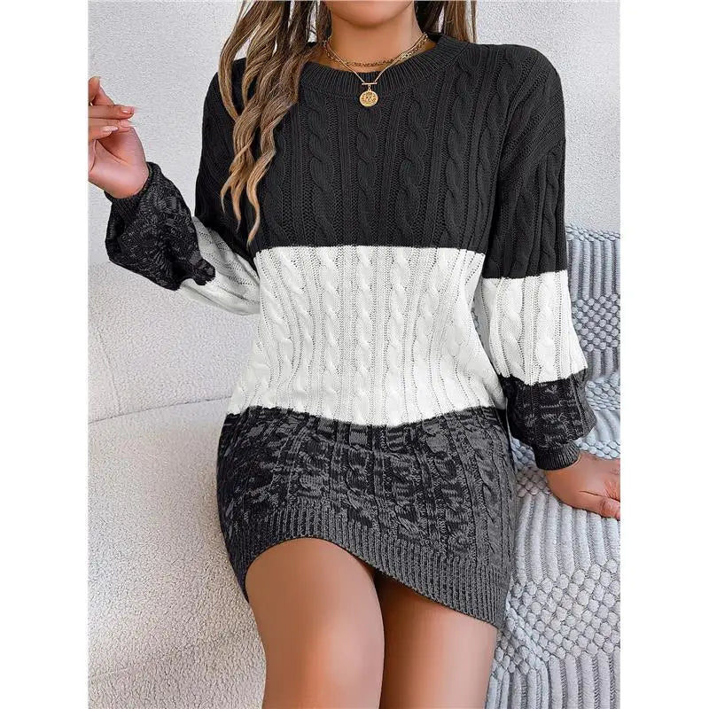 Women’s Colorblock Lantern Sleeve Knit Sweater