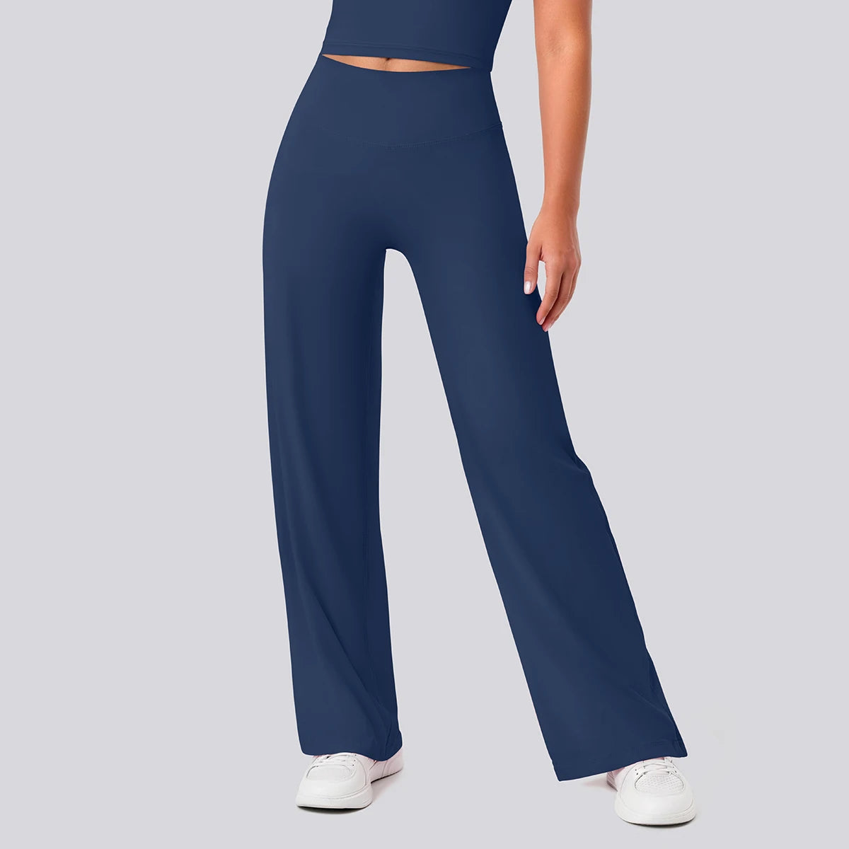 Rooftrellen Women's Sports Pants Bell-bottoms High Waisted Gym Loose Wide Leg Pants Solid Color Thin Fitness Sports Female Pants