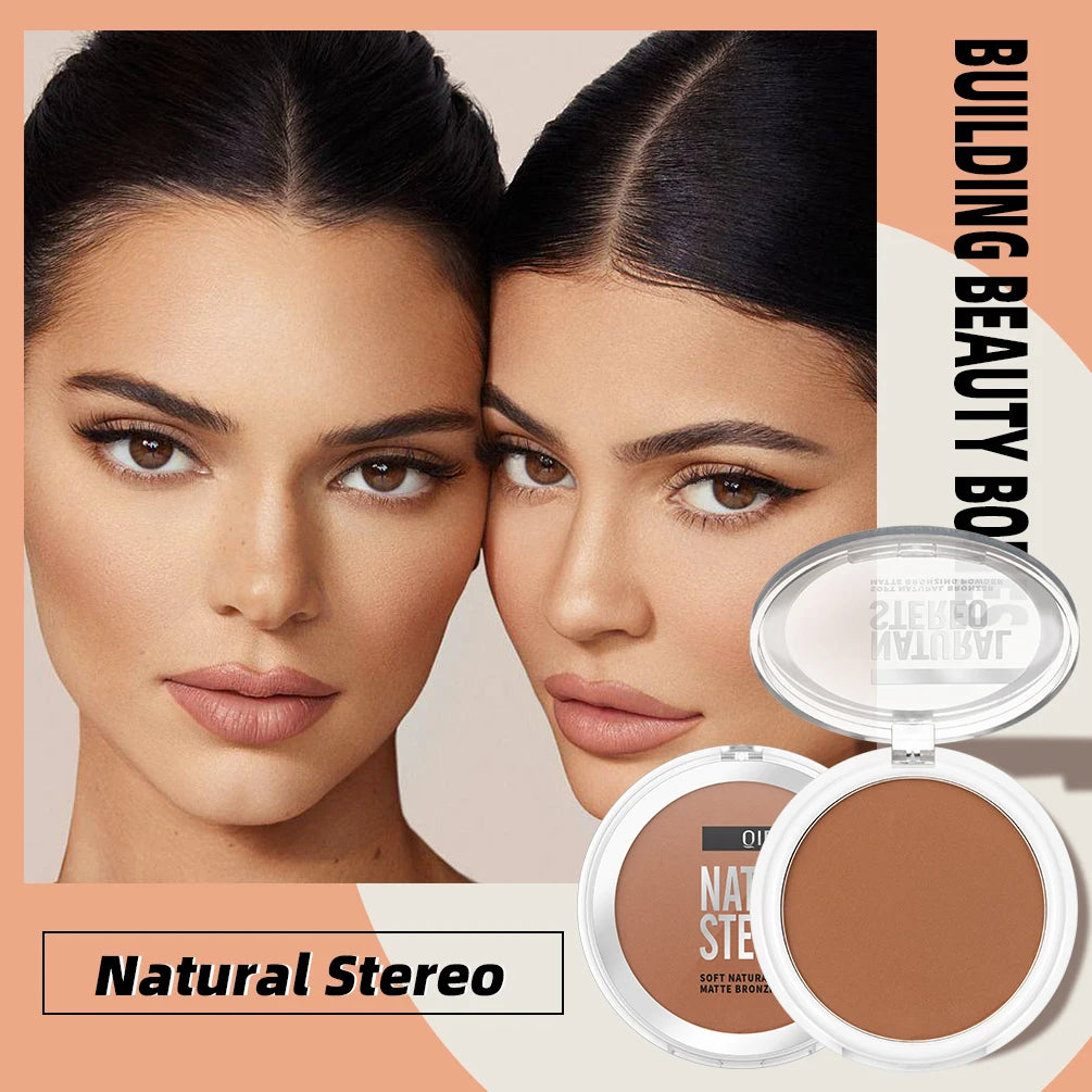 QIBEST Face Bronzer Makeup Contour Shading Powder Trimming Powder Cosmetic Face Concealer Highlighter Bronzer Palette For Women