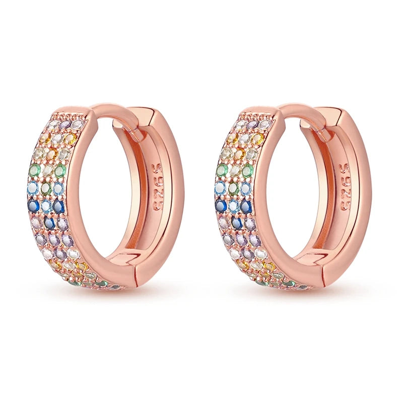 925 Silver Hoop Earring For Woman Rose Gold Yellow Pendientes Original Minimalist Earring Jewelry
