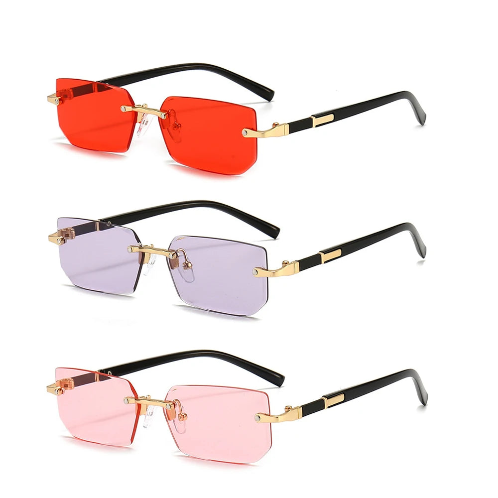 Rimless Rectangle Fashion Sunglasses نظارات شمسية مستطيلة بدون إطار