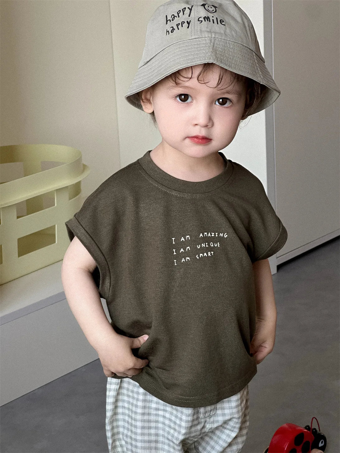2025 Summer New Baby Short Sleeve T Shirts Letter Print Infant Boy Girl Cotton Casual Tee Simple Versatile Tops Toddler Clothes