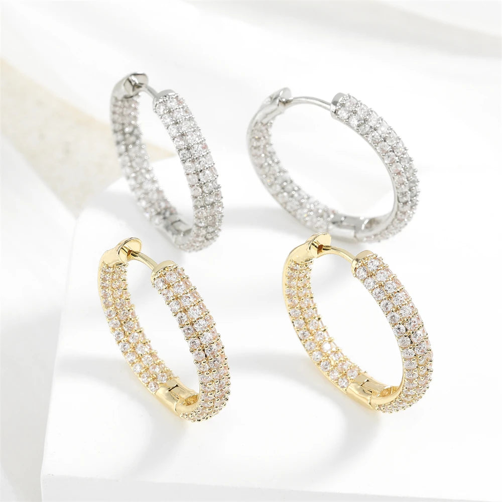 ZAKOL Luxury Shiny Micropaved Zirconia Hoop Earrings for Women Exquisite Wedding Party Jewelry Wholesale