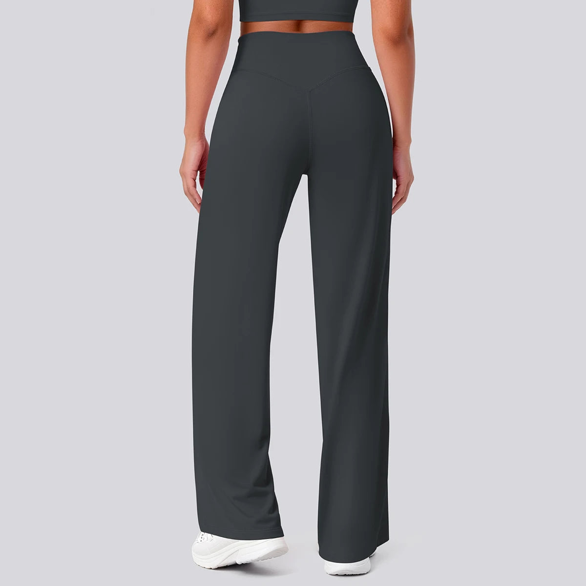 Rooftrellen Women's Sports Pants Bell-bottoms High Waisted Gym Loose Wide Leg Pants Solid Color Thin Fitness Sports Female Pants