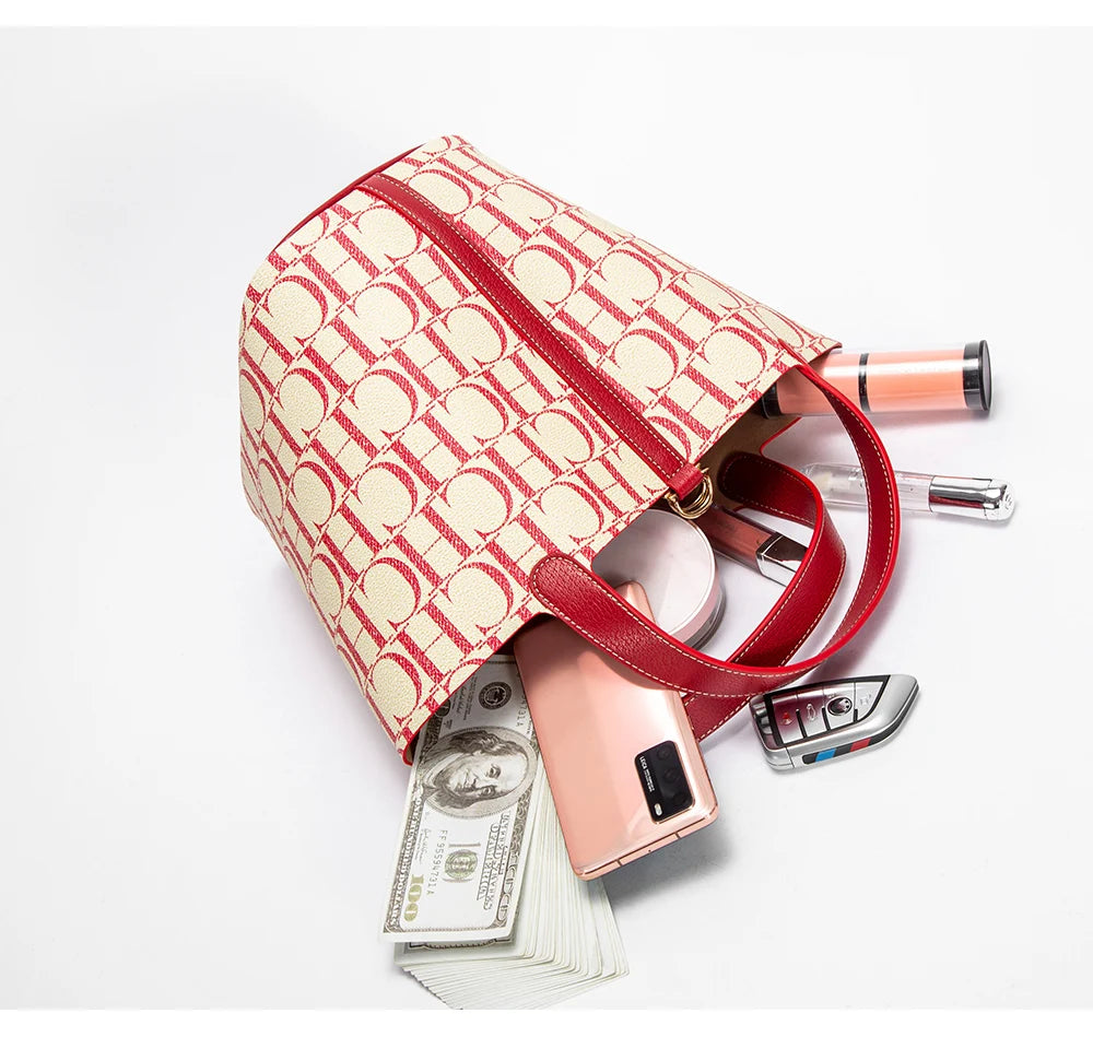 CH Large Capacity Commuter Travel Crossbody Bag Luxury Brand Women's Shoulder Bag PVC Jacquard Texture Fashion Women's Tote Bag