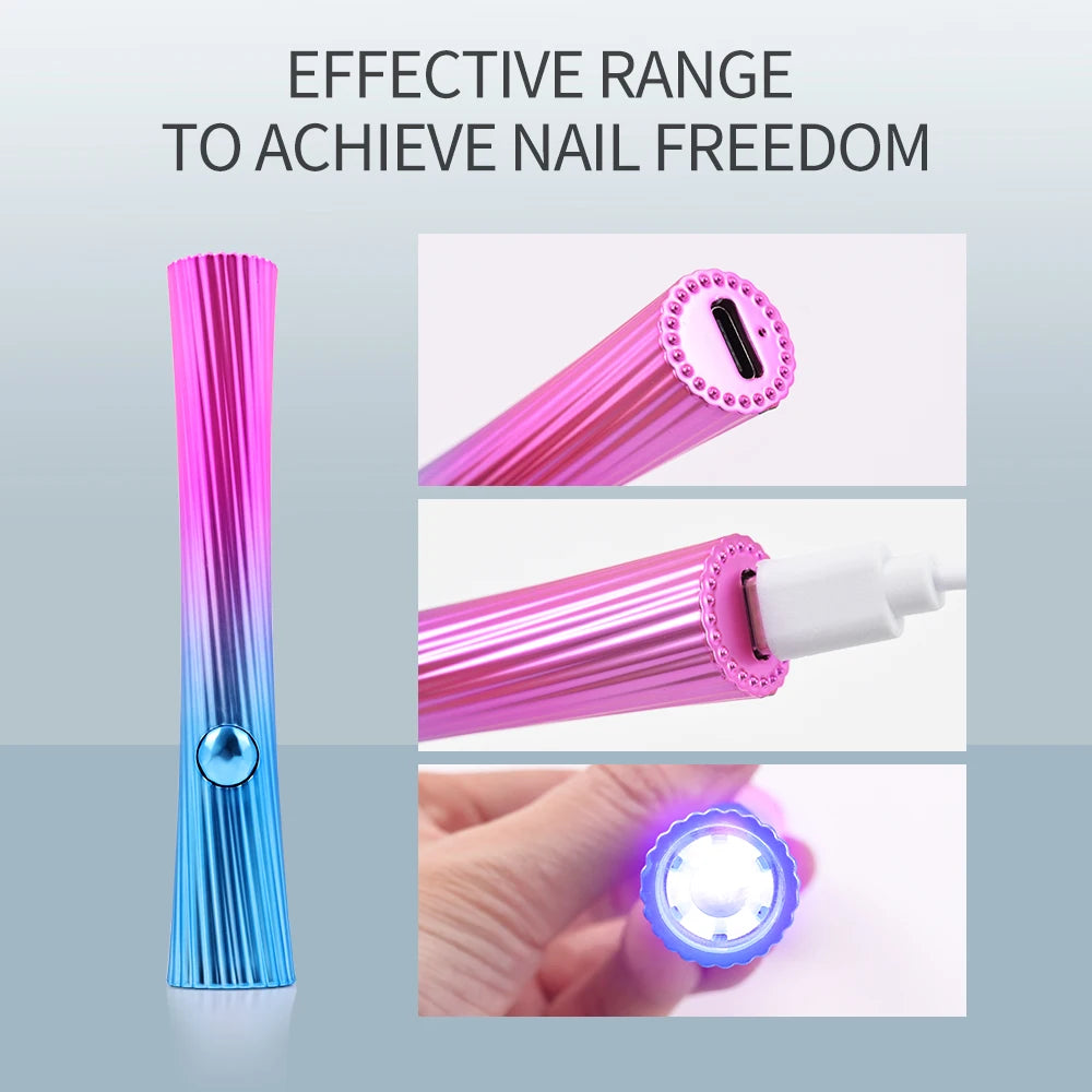 White UV LED Nail Lamp Machine Handheld Quick Drying Varnish Gel Polish Curing Nails Dryer USB Cable Nail Art Flashlight Pen
