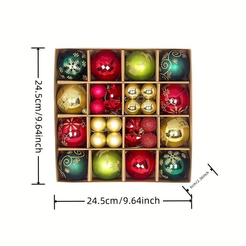 44pcs, Red, Green and White Christmas Ball Decoration Set, Suitable for Home Indoor Holiday Party Decoration,Holiday Party Decor