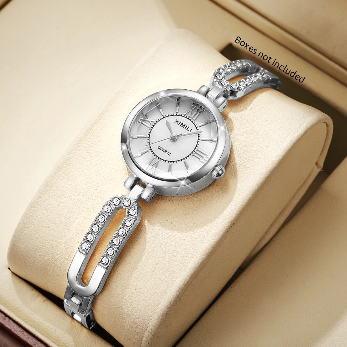 Fashion Roma Dial Women Quartz Watch Luxury Rhinestone Golden Bracelet Strap Ladies Wristwatches Relogio Feminino（Without Box）