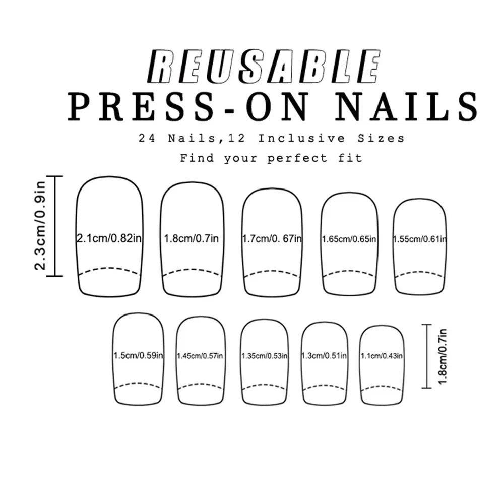 Short Medium fake nails glossy Y2K gradient green purple silver pink white golden geometric reusable ABS Artificial nails kit