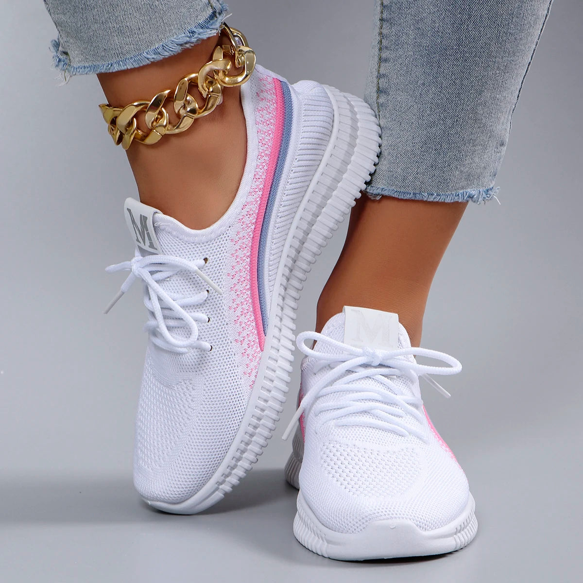 Women’s Breathable Mesh Flat Sneakers – Lightweight Summer Shoes