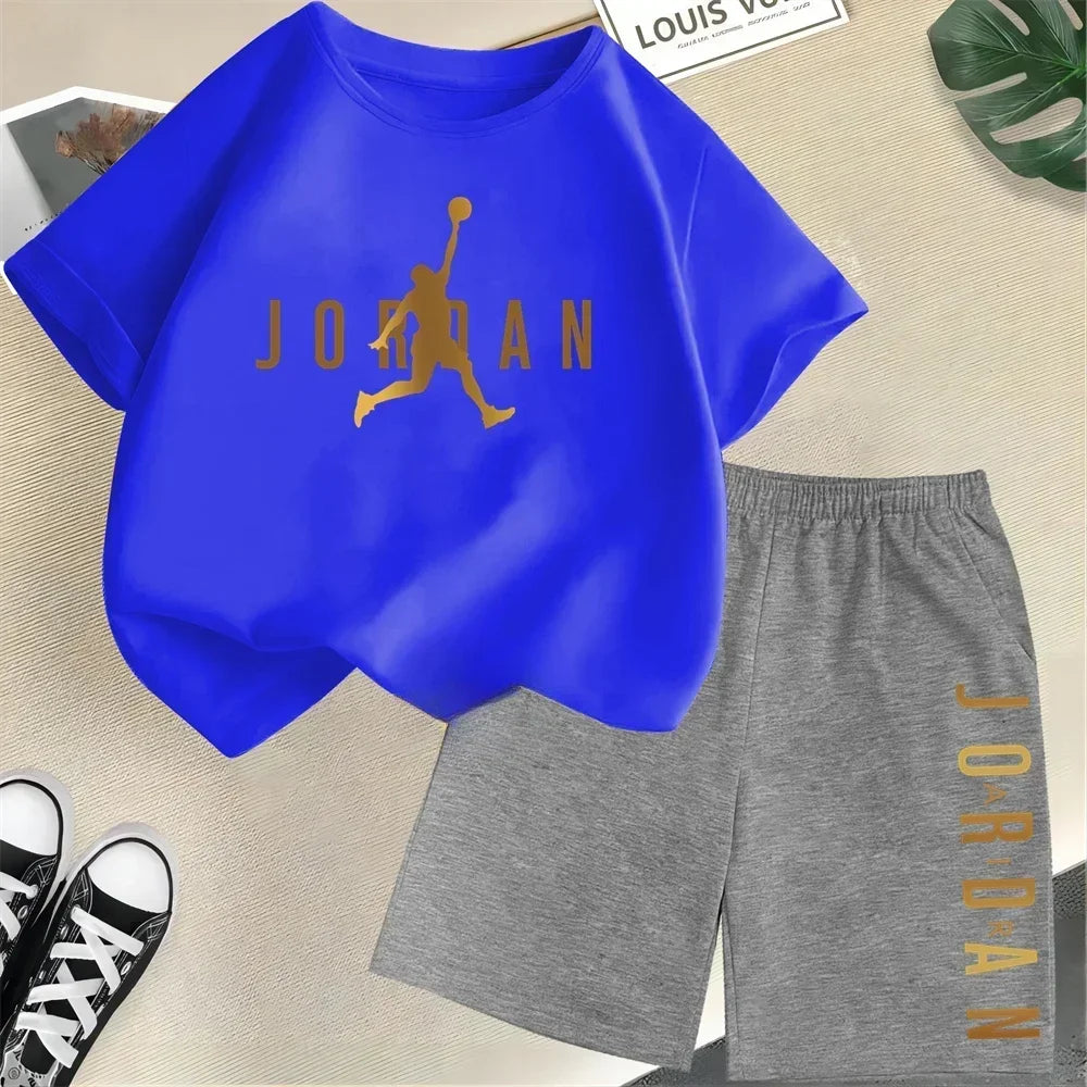 Summer Short Sleeve Children Set Slam Dunk Master Pattern Print Sports T-shirt+Shorts 2pcs Set Kids Boys Girls Fashion Tracksuit