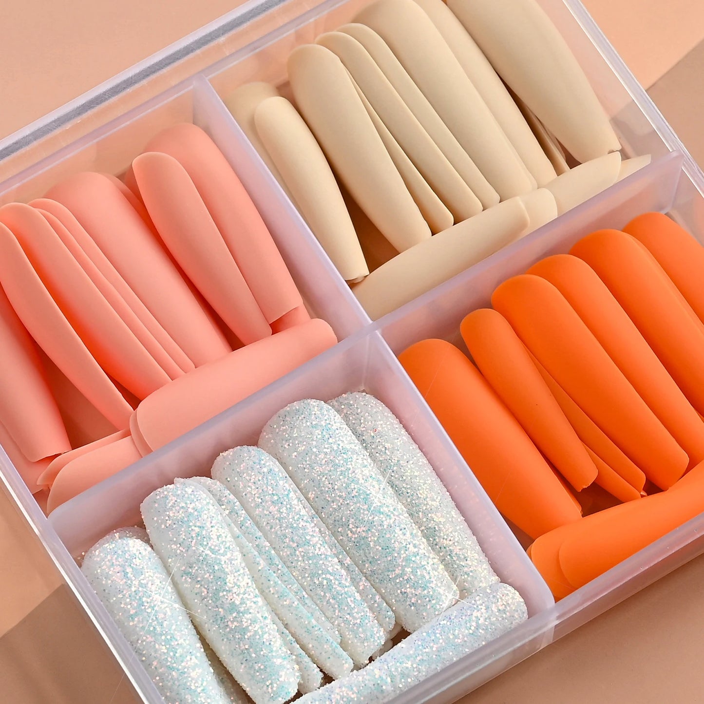 96Pcs Long Coffin Ballet Full Cover Fake Nails Square False Nails Glitter Artificial Fingernails Women Wearable Press on Nails