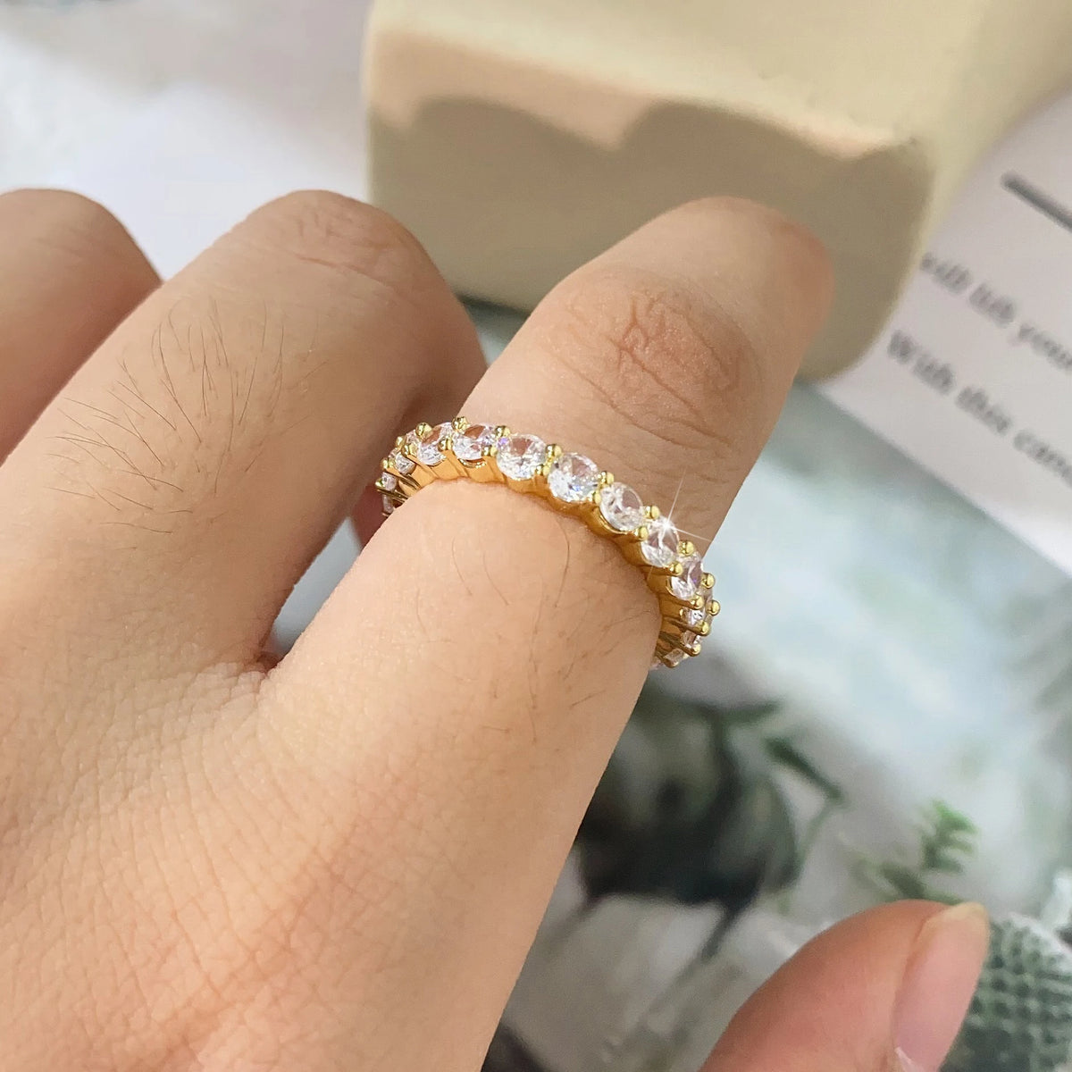 Classic Cubic Zirconia Engagement Rings for Women Luxury 18K Gold Color Plated Wedding Party Jewelry