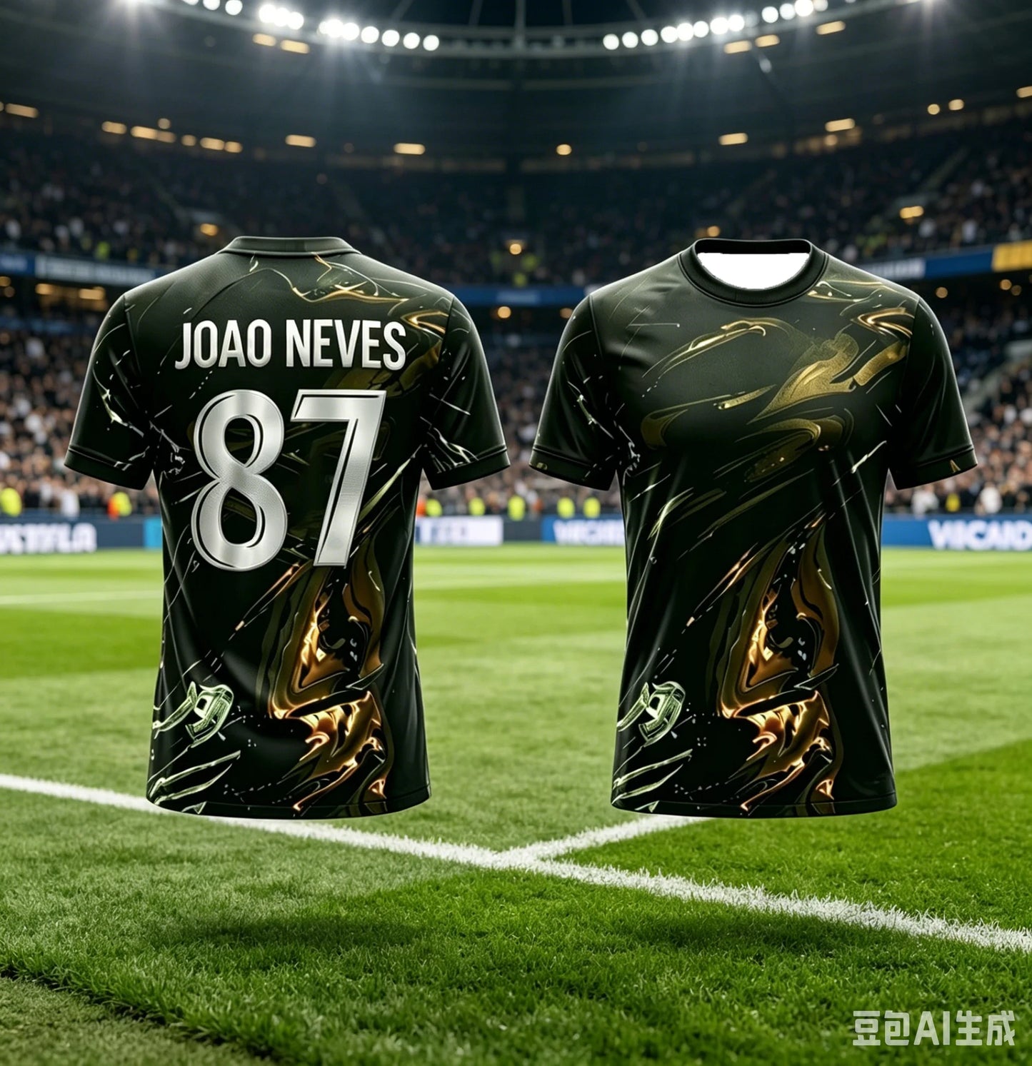 KIDS PSG FOOTBALL T-SHIRT SOCCER JERSEY BLACK GOLD LIQUID PRINT BREATHABLE QUICK DRY TRAINING TEE FAN SPORT TOP MEN WOMEN