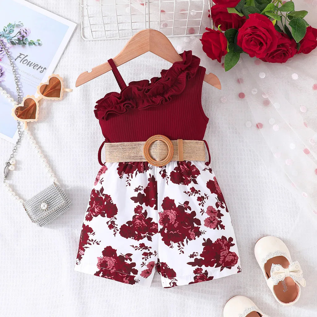 Kids Clothes 9 Months to 4 Years old Floral Off Shoulder Onesies