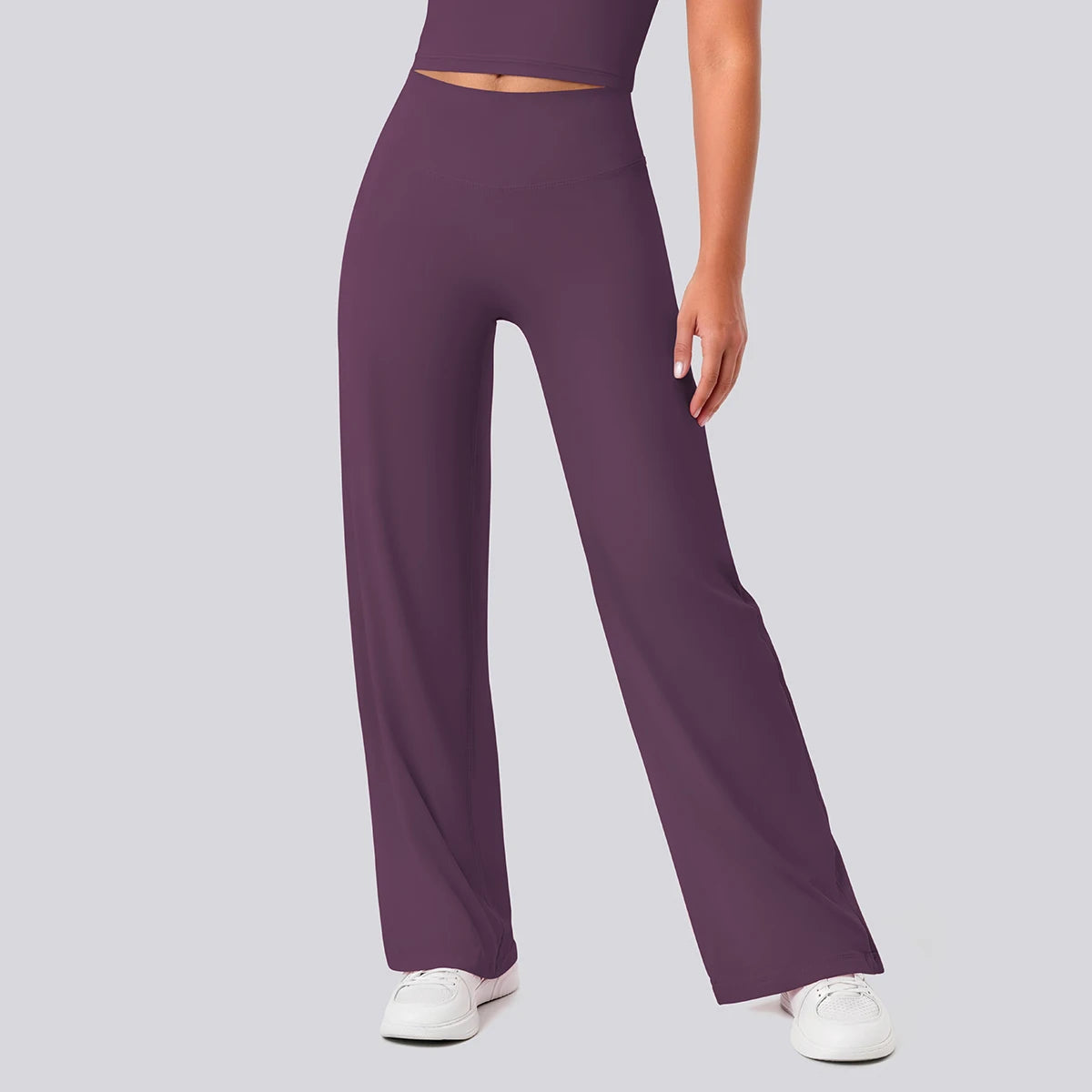 Rooftrellen Women's Sports Pants Bell-bottoms High Waisted Gym Loose Wide Leg Pants Solid Color Thin Fitness Sports Female Pants