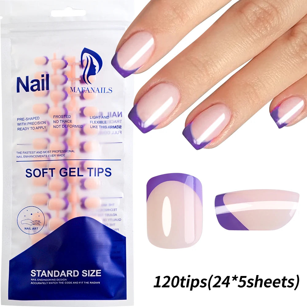 120PCS French Press On Nails – Medium Long Square Acrylic Nails