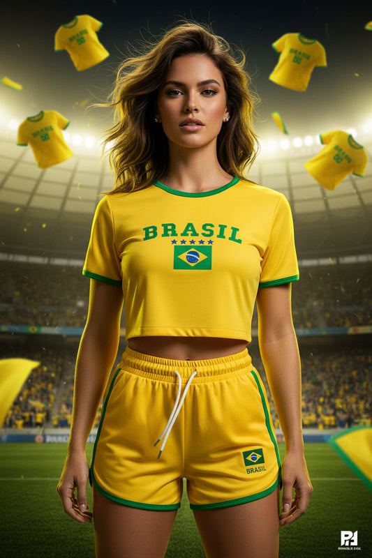 2000s Aesthetic BRASIL Crop Top T-Shirt - تيشيرت BRASIL ستايل Y2K بتصميم كروب توب