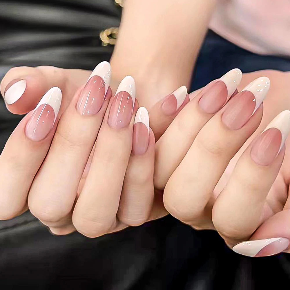 120Pcs Medium French Almond Press On Nails أظافر لاصقة فرنسية لوزية متوسطة – 120 قطعة