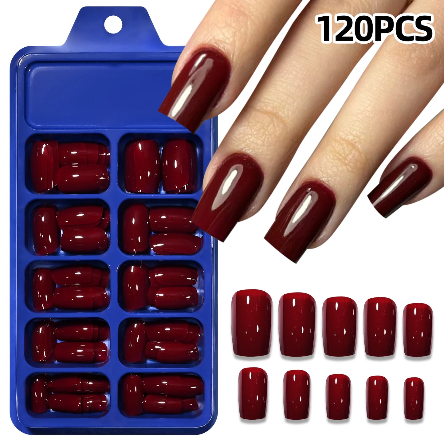 120Pcs Mixed Color Medium Square False Nails Acrylic Ballet Full Cover Fake Nail Tips For Women DIY Wearable Press on Nails