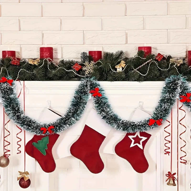 10M Christmas Eve Decoration Bar Tops Ribbon Garland Christmas Tree Kitchen Ornaments Wedding Party Decoration Prop