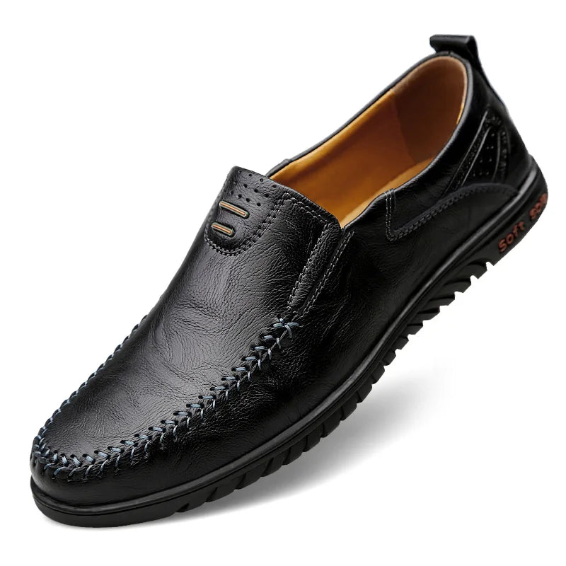 CLOHOO Men's Comfortable Soft-Soled Slip-On Loafers Versatile Casual Business Formal Leather Shoes