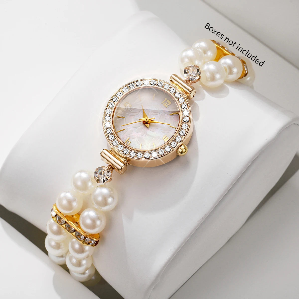 Elegant Pearl Bracelet Strap Women Watches Luxury Rhinestone Ladies Party Dress Quartz Wristwatch Relogio Feminino (Without Box)