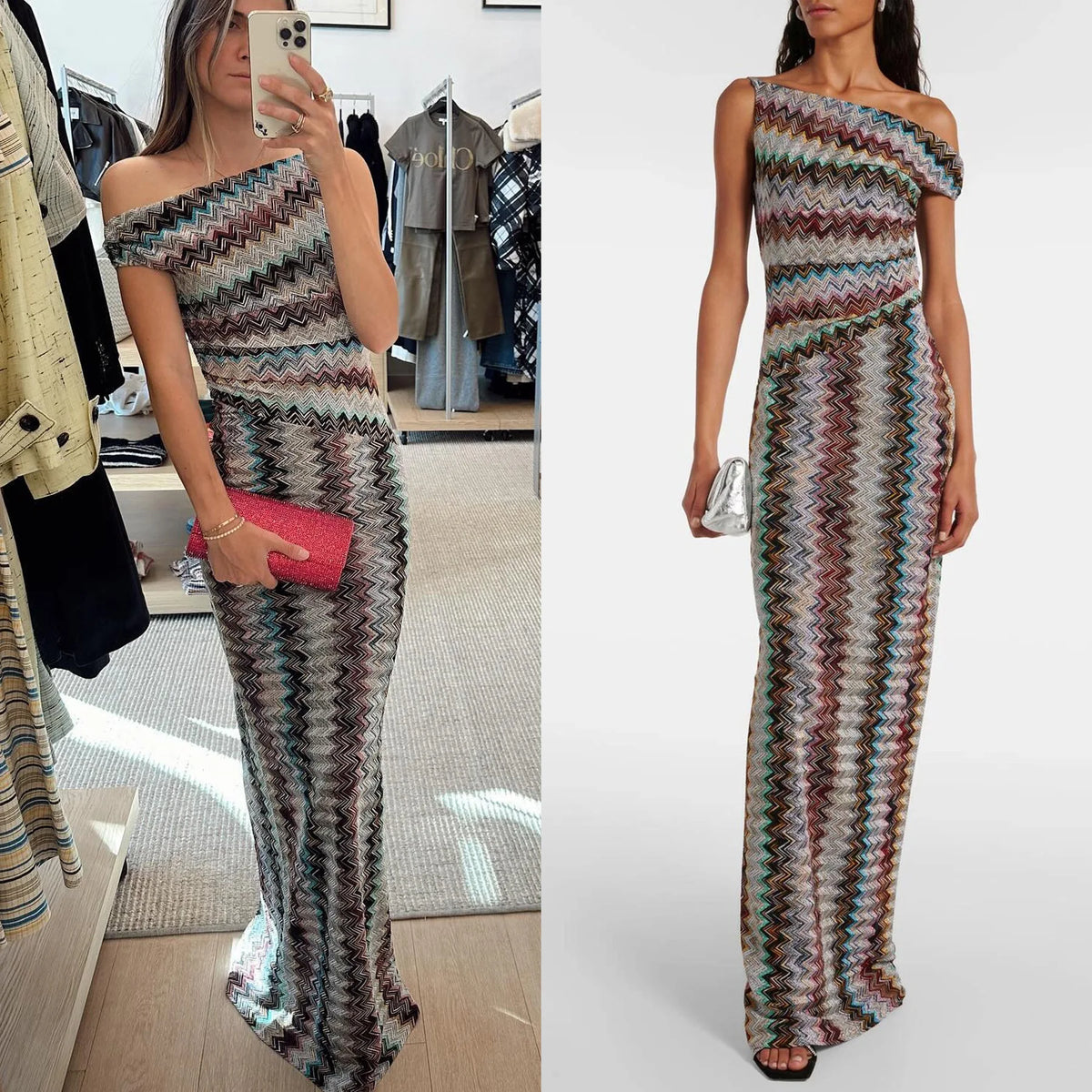 BKLD 2026 Spring Summer New Sloping Shoulder Knitted Fashion Printed Dress Y2k Clothes Women Casual Party Clubwer Long Dresses