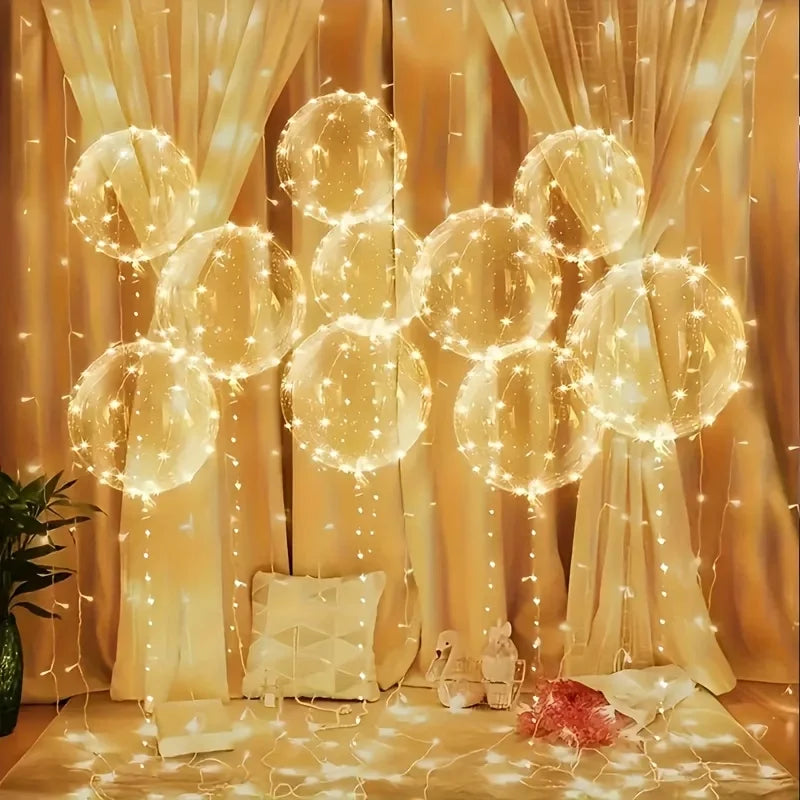 20pcs Set Bobo Balloons with LED Lights,20-Inch Transparent Bobo Balloons,for Parties,Weddings,Christmas,and Outdoor Decorations