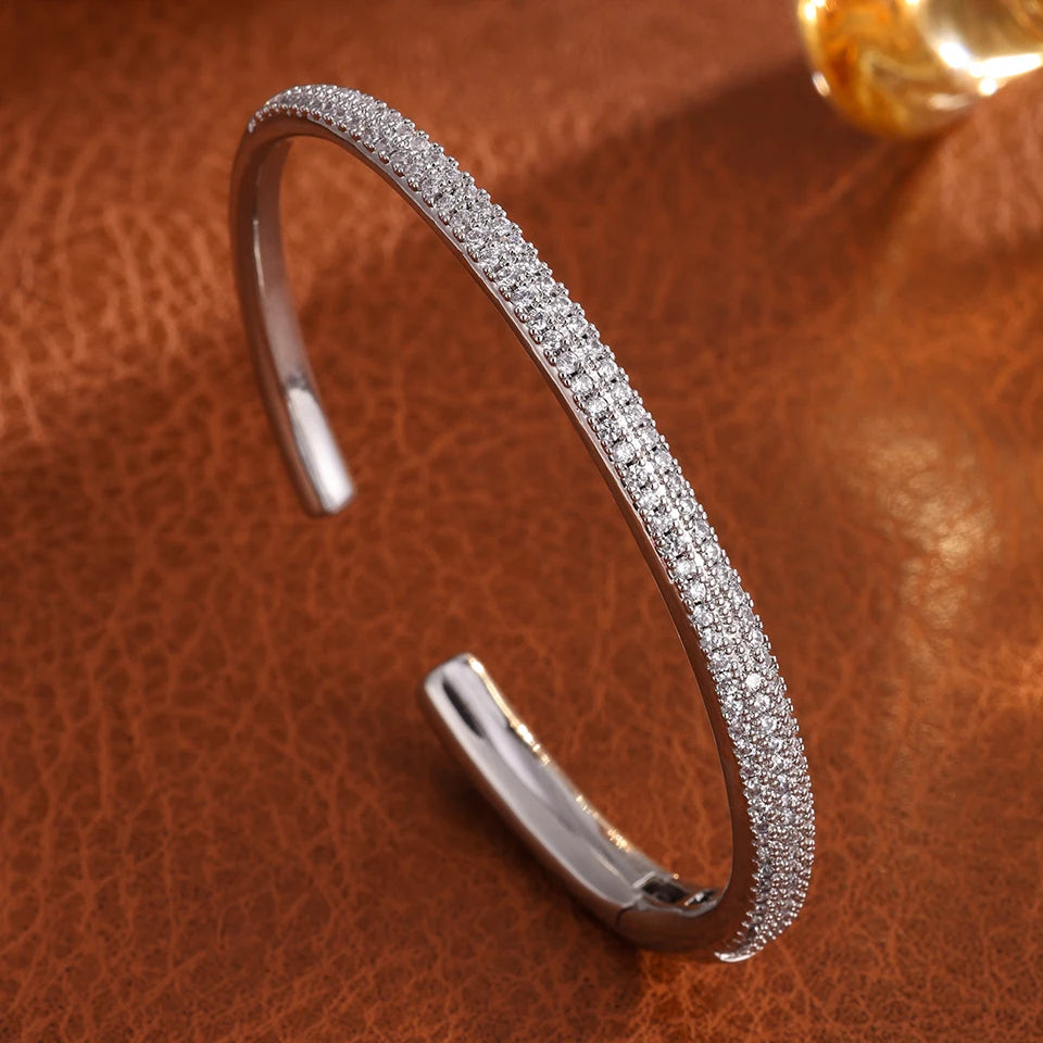 ZAKOL Luxury Elegant Water Drop AAA Cubic Zirconia Open Bracelet for Women Dubai Bridal Wedding Party Jewelry