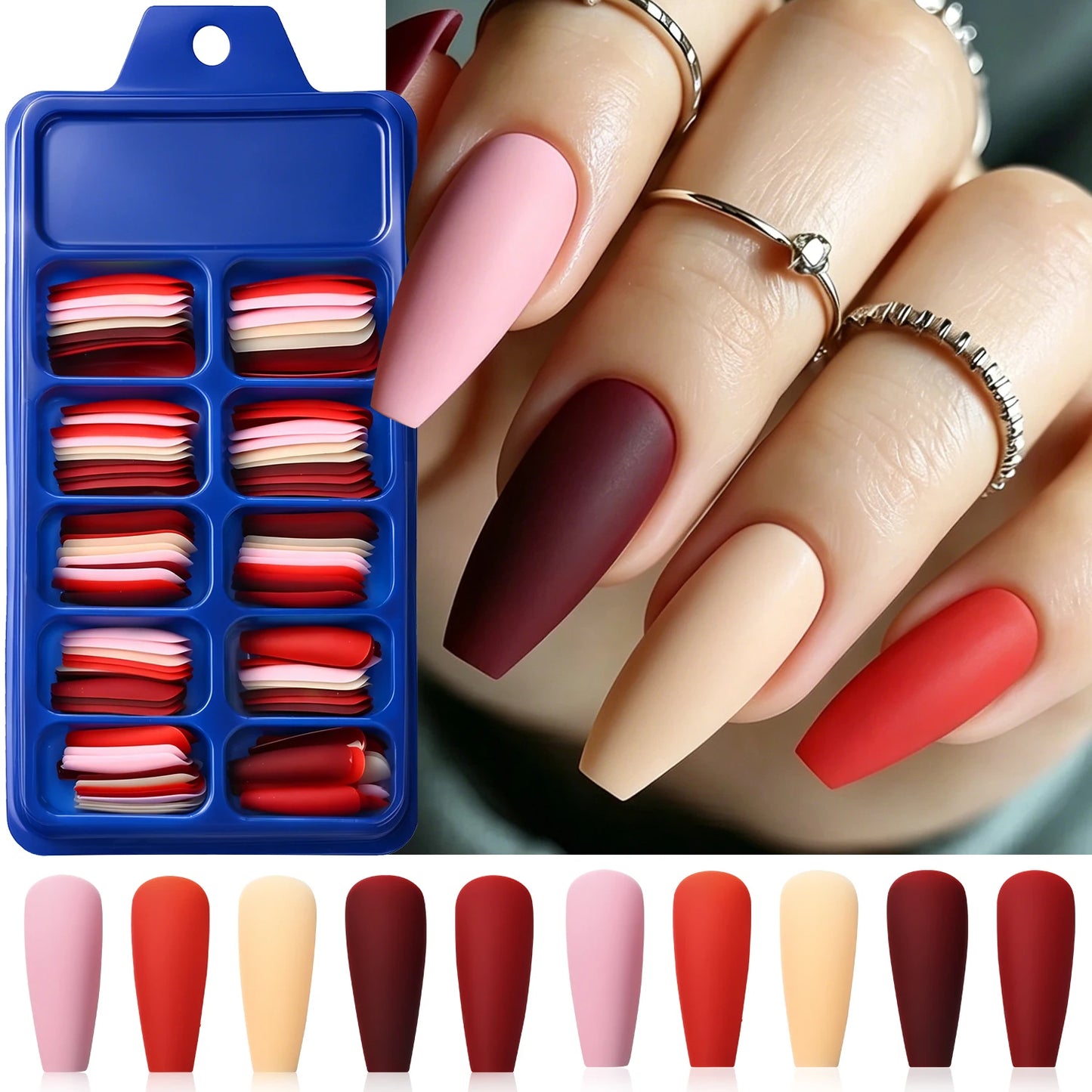 120Pcs Mixed Color Medium Square False Nails Acrylic Ballet Full Cover Fake Nail Tips For Women DIY Wearable Press on Nails