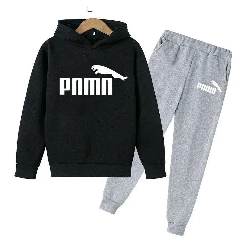 Kids Autumn Spring Trend Letter Print 2pcs Hoodie+Pants Tracksuits 2-13 Years Boys Girls Casual Outfits Children Clothes Sets