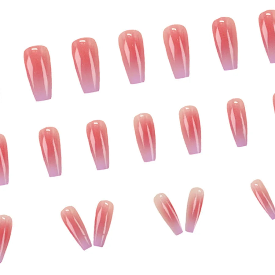 24pcs/set Medium long fake nails yellow dragon flowers feather design for Spring summer Square almond tips press on false nail
