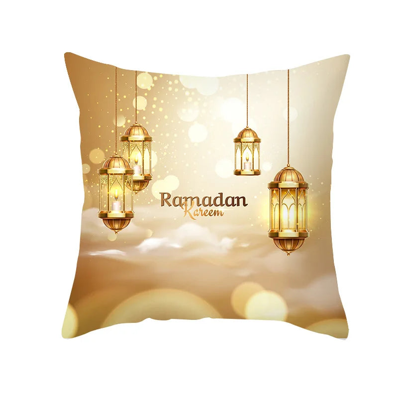 2026 Ramadan Islamic Pillow Cover – Moon & Mosque Design (45×45 cm)