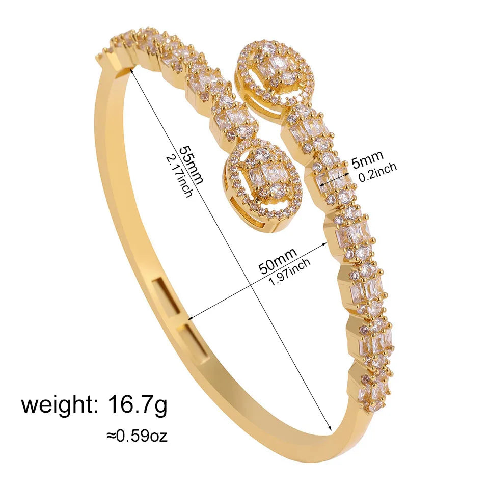 ZAKOL Luxury AAA Cubic Zirconia Copper Open Bracelet Bangle Women Bridal Wedding Statement Wrist Fashion Jewelry Gift
