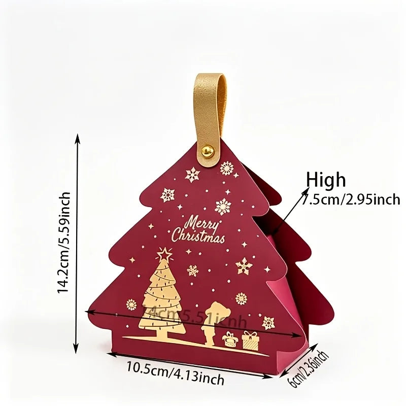 Christmas Tree Shaped Gift Box Set with Handle, Portable Paper Gift Bags,for Holiday Party Favors And Christmas Tree Decorations