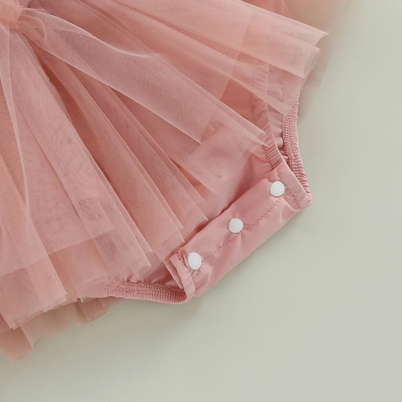 0-24M Infant Baby Girl Romper Dress Solid Color Short Sleeve Front